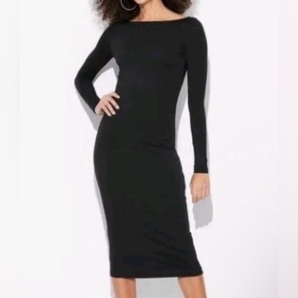 Wild Fable Black Long Sleeve Knit Midi Dress NWT